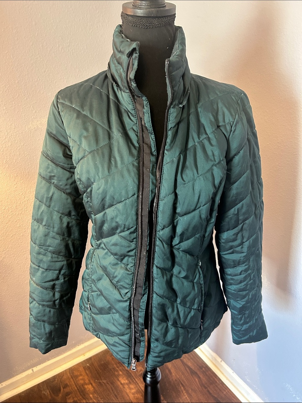 Tek Gear Women Quilted Puffer Forest Green Jacket Size Small
